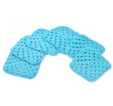 Turquoise Square Woolen Handmade Coasters Pack Of 6