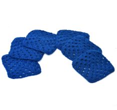 Dark Blue Square Handmade Woolen Coasters Pack Of 6