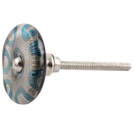 Turquoise with Silver Flat Glass Drawer Knob Online