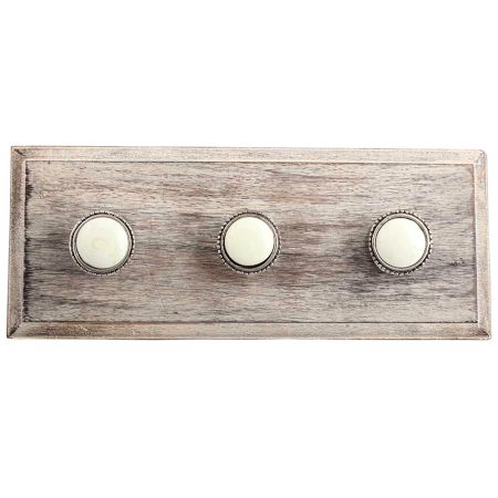 Cream Wheel Floral Glass and Metal Wooden Hooks