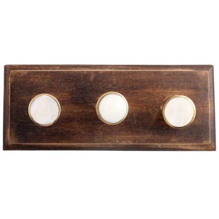 White Wheel Glass and Metal Wooden Hooks