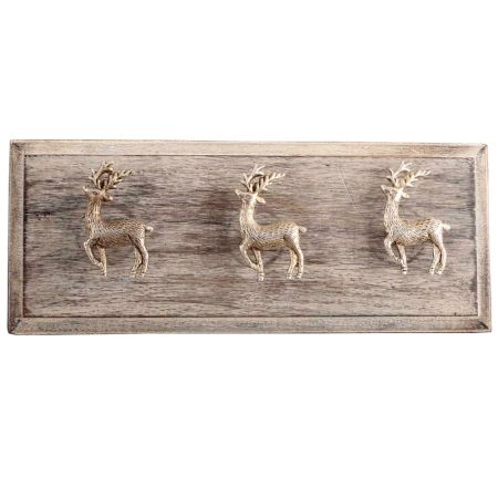 Silver Swamp Deer Brass Wooden Hooks