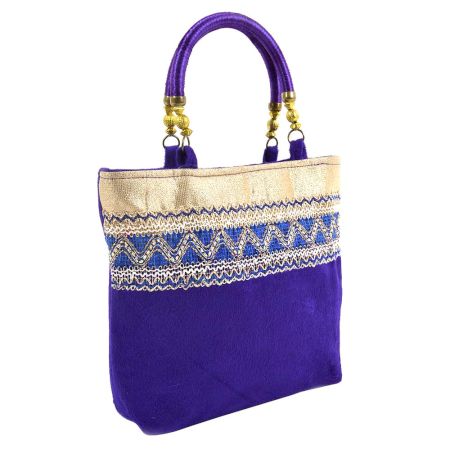 Purple Gold Velvet Hand Bag