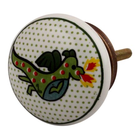 Sea Green Dragon Ceramic Flat Dresser Knob Online