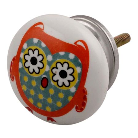 Orange Owl Ceramic Flat Drawer Knob Online