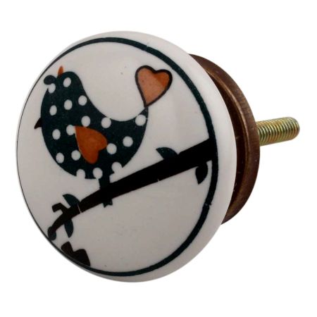 Slate Green Bird Ceramic Flat Cabinet Knob Online