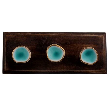 Sea Green Ceramic Wooden Hooks