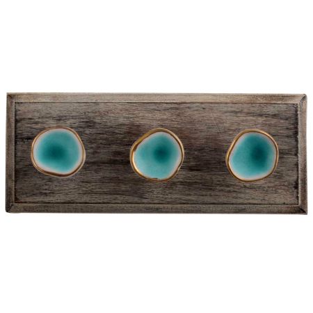 Sea Green Ceramic Wooden Hooks