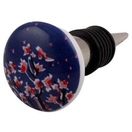 Pink Flower Ceramic Flat Wine Stopper