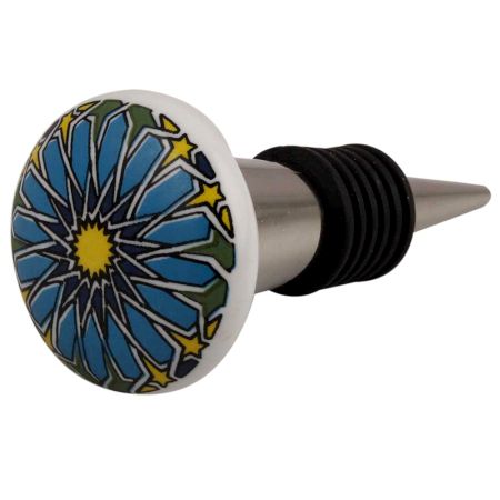 Turquoise Ceramic Flat Wine Stopper