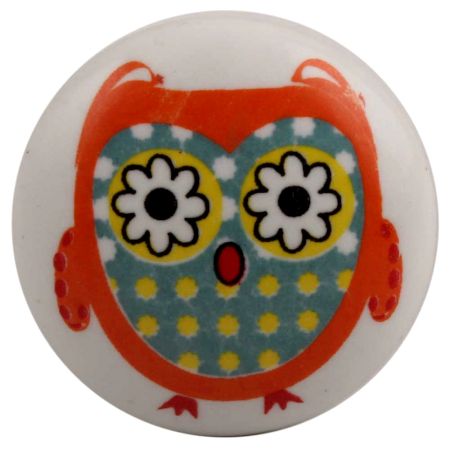 Orange Owl Ceramic Flat Wine Stopper