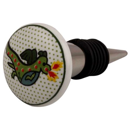 Sea Green Dragon Ceramic Flat Wine Stopper
