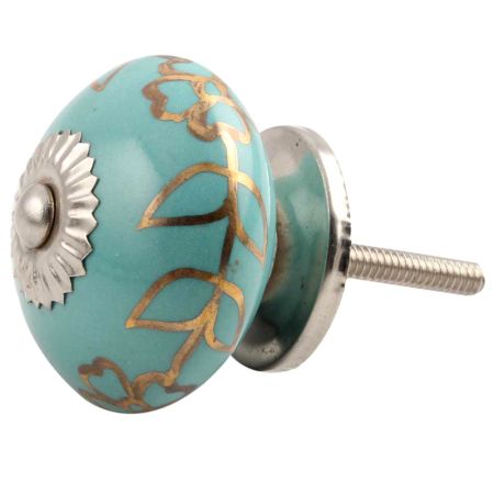 Sea Green Leaf Ceramic Drawer Knob Online
