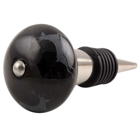 Black Runing Rein Deer Pattern Ceramic Wine Stopper