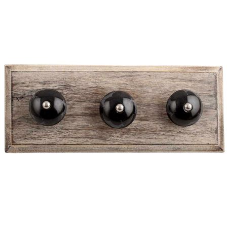 Black Running Rein Deer Pattern Ceramic Wooden Hooks