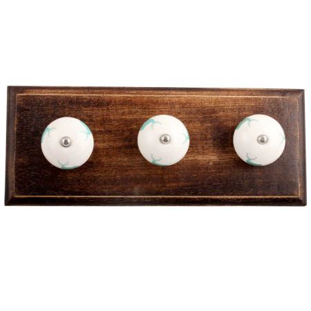 Sea Green Standing Rein Deer Pattern Ceramic Wooden Hooks