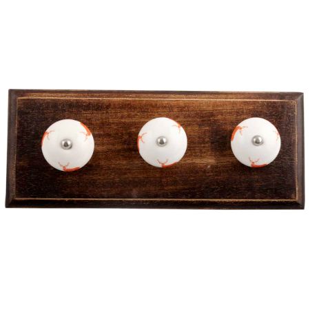 Dark Orange Standing Rein Deer Pattern Ceramic Wooden Hooks