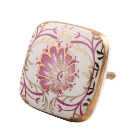 Pink Flower Square Ceramic Dresser Knob Online