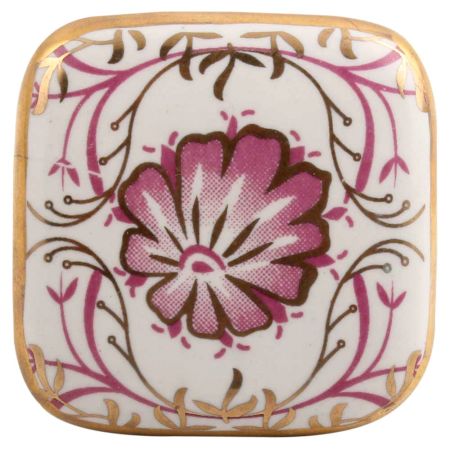 Pink Flower Square Ceramic Dresser Knob Online