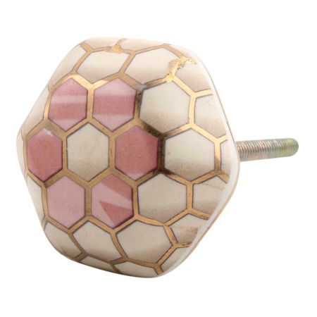 Golden Football Pattern Hexagon Ceramic Dresser Knob Online