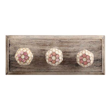 Golden Football Pattern Hexagon Ceramic Wooden Hooks