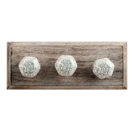 Sage Green Hexagon Ceramic Wooden Hooks
