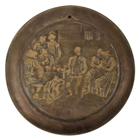 Hammered Embossed Brass Serving Platter Decorative Wall Decor