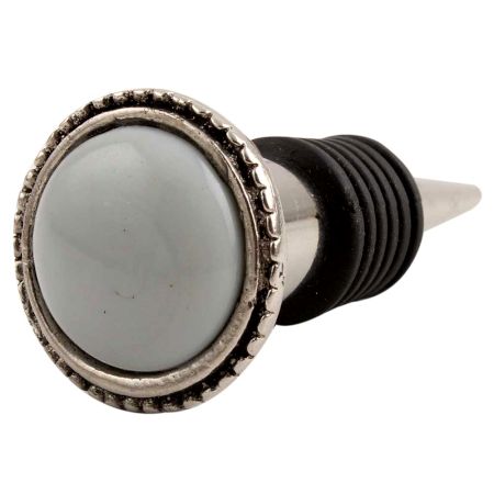 Grey Wheel Floral Glass Wine Stopper