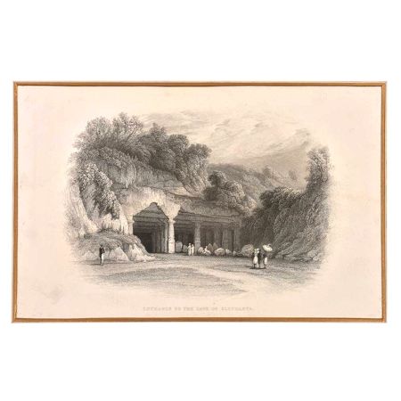 Lithograph Of The Interior Of The Caves Of Elephanta