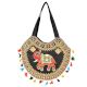 Black Hand Made Boho Embroidery Round Bag