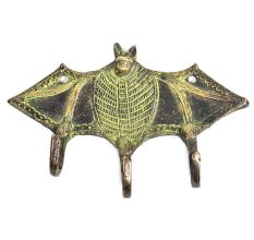 Brass 3 Hooksed Bat Hooks with Patina