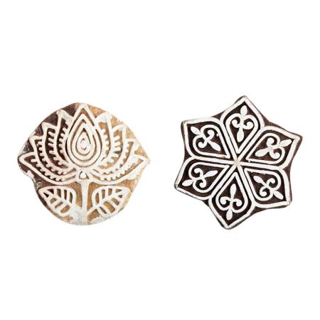 Set of 2 Piece New Mix Wooden Printing Block