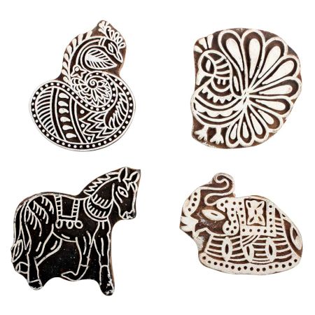 Set of 4 Piece New Mix Wooden Printing Block