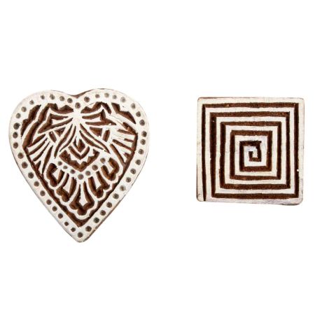 Set of 2 Piece New Mix Wooden Printing Block