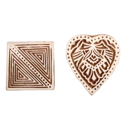 Set of 2 Piece New Mix Wooden Printing Block