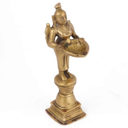 Bronze Dancing Lady Oil Lamp on a Raised Platform