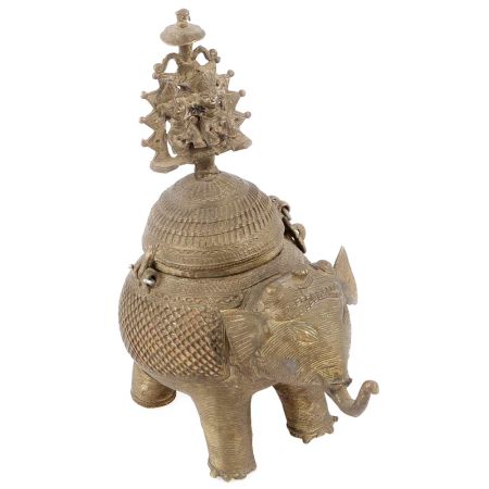Brass Dhokra Elephant with Storage Box