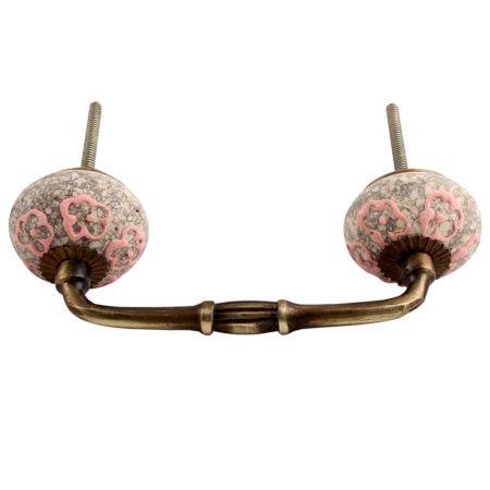 Pink Floral Crackle Ceramic Bridge Handles