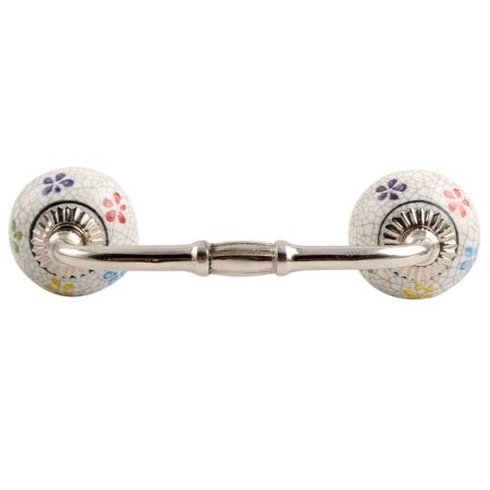 Mixed Floral Crackle Ceramic Bridge Handle