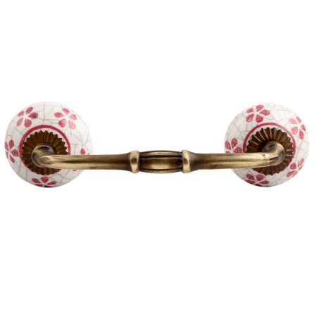 Pink Floral Crackle Ceramic Bridge Handle