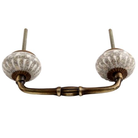 White Crackle Wheel Ceramic Bridge Handle