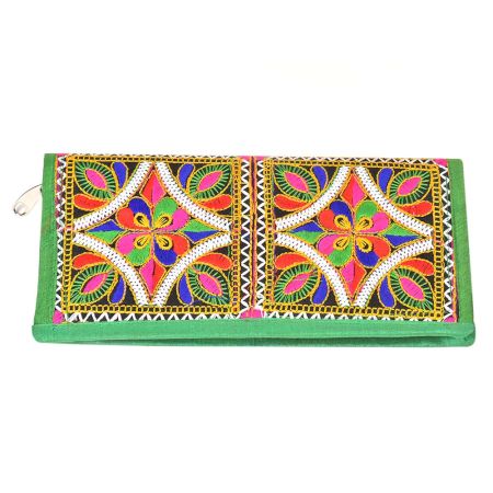 Banjara Green Border Hand Embroidered Clutch Purse