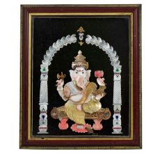 Handmade Shell Craft Ganesh Framed Painting