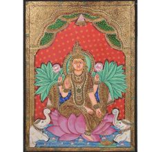 Lotus Lakshmi Tanjore Paintings With Frame