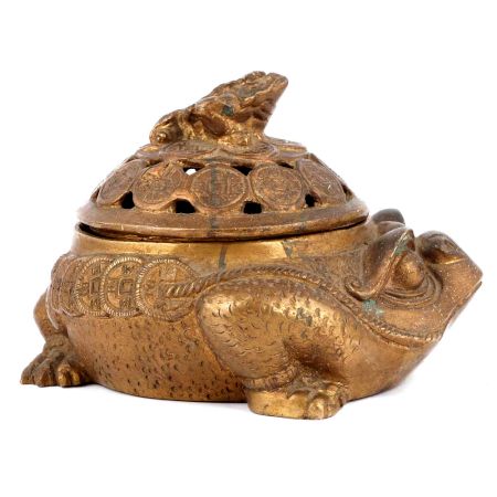 Bronze Feng Shui Jewellery Box With Tortoise On The Lid