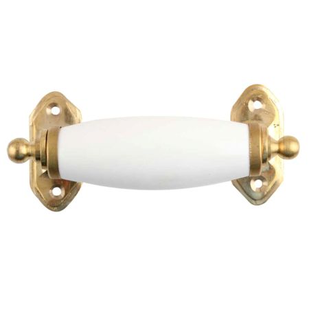 White Small Ceramic Golden Door Handle