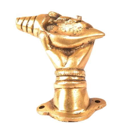 Brass Rare Hand Pull With A Shell Conch