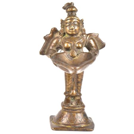 Brass Oil Lamp Lady Holding Diya In Her Hand