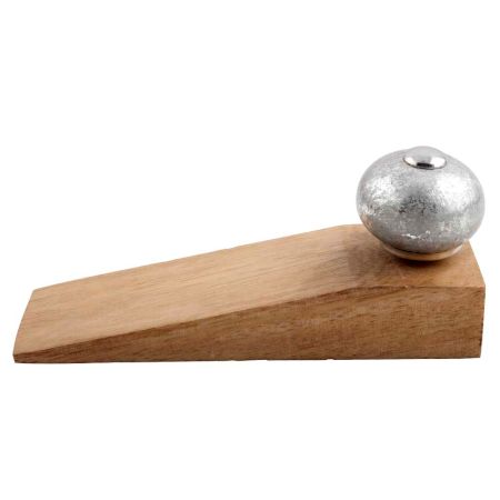 Silver Round Ceramic Wooden Door Stopper