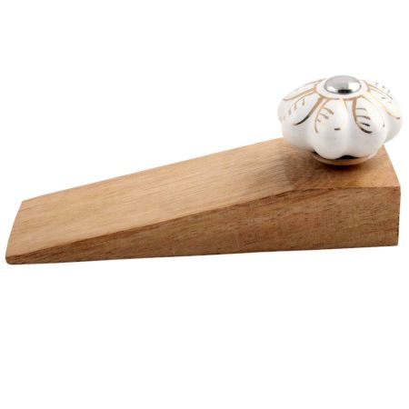 White Golden Leaf Big Melon Ceramic Wooden stopper